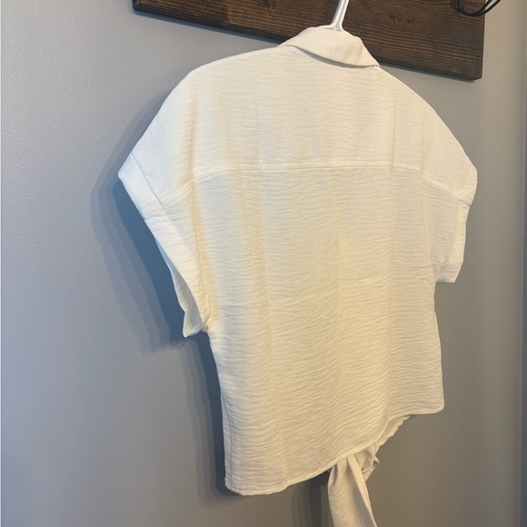 Reitmans White Cap Sleeve Tie Front Button Down Shirt XXS - Picture 6 of 10